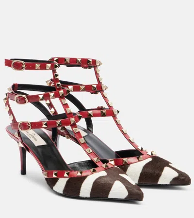 Valentino Garavani Rockstud Calf Hair Pumps In Multi