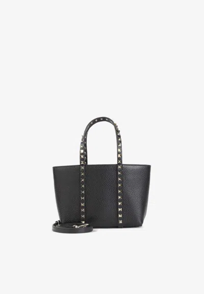 Valentino Garavani Rockstud Calf Leather Shoulder Bag In Black