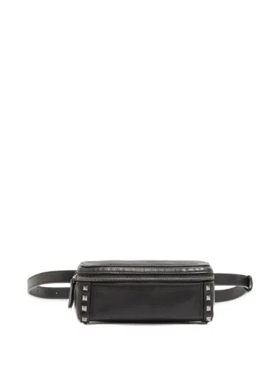 Valentino Garavani Rockstud Calfskin Belt Bag In Black