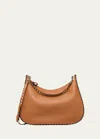 Valentino Garavani Garavani Rockstud Hobo Bag In Grainy Calfskin Woman Almond Uni In Kel Almond Beige