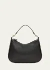Valentino Hobo Leather Bag In Nero