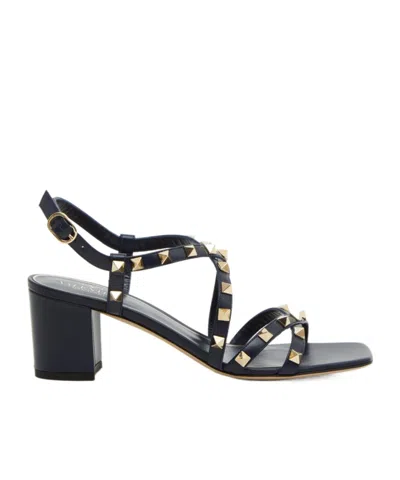 Valentino Garavani Rockstud Calfskin Sandal With Straps 60mm Woman Black 38