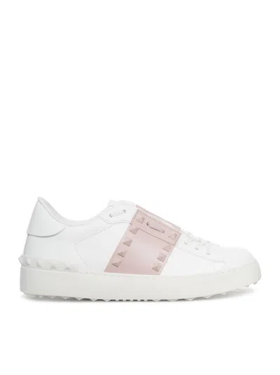 Valentino Garavani Rockstud Calfskin Sneakers In Neutral
