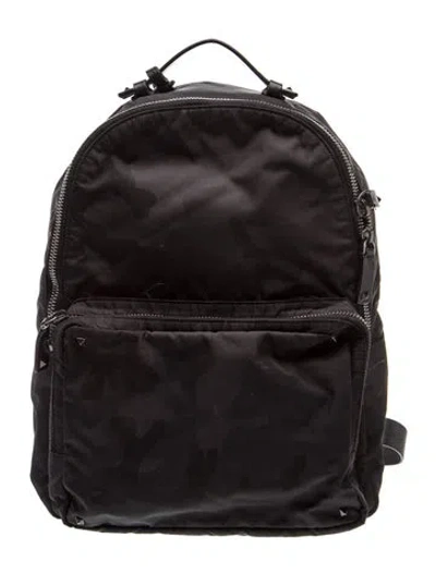 Pre-owned Valentino Garavani Rockstud Camouflage Jacquard Backpack In Black