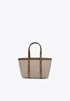 Valentino Rockstud Canvas Tote Bag