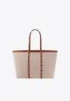 Valentino Rockstud Canvas Tote Bag