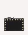 Valentino Rockstud Zipper Coin Card Holder In Black