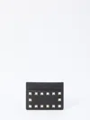 Valentino Garavani Women Rockstud Leather Card Case In Black
