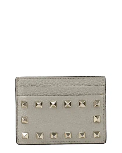 Valentino Garavani Valentino Rockstud Card Holder (authentic Pre-loved) In Gray