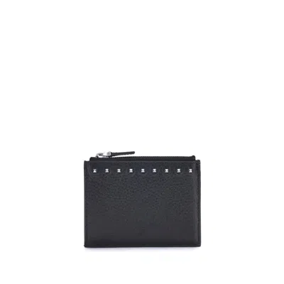 Valentino Garavani Rockstud Card Holder In Black