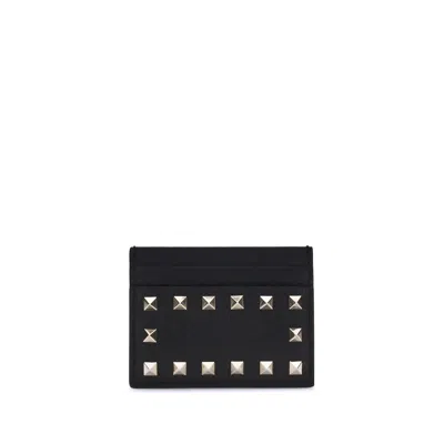 Valentino Garavani Rockstud Card Holder In Black