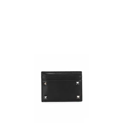 Valentino Garavani Rockstud Card Holder In Black