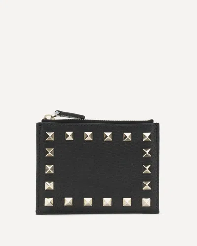 Valentino Garavani Rockstud Card Holder In Black