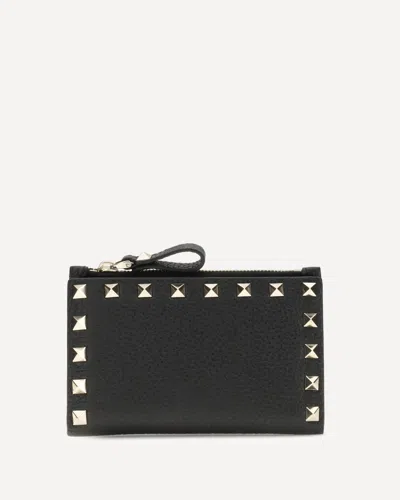Valentino Garavani Rockstud Card Holder In Black