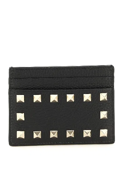 Valentino Garavani Rockstud Card Holder In Black