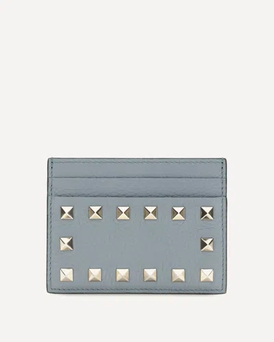 Valentino Garavani Rockstud Card Holder In Blue