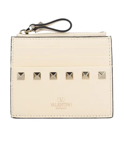 Valentino Garavani Rockstud Card Holder In Nude