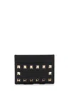 Valentino Rockstud Card Holder In Nero