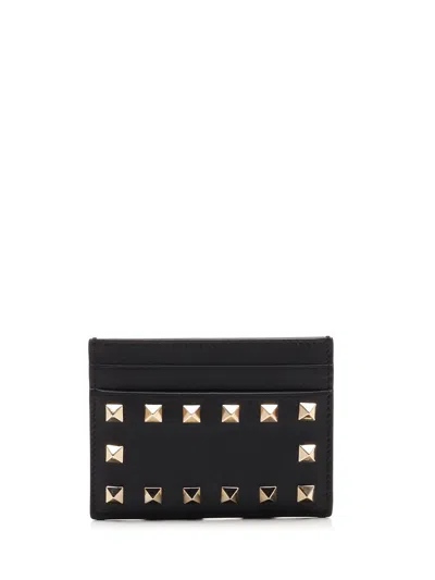Valentino Garavani Rockstud Card Holder In Nero