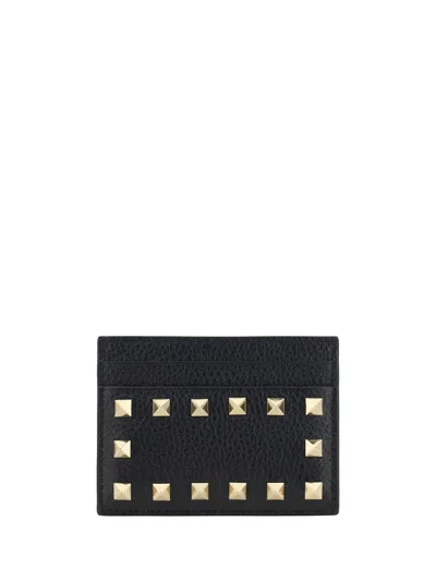 VALENTINO GARAVANI BLACK LEATHER ROCKSTUD CARD HOLDER