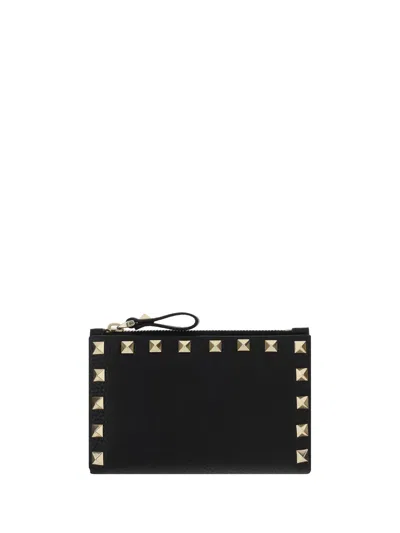 Valentino Garavani Rockstud Card Holder In Nero