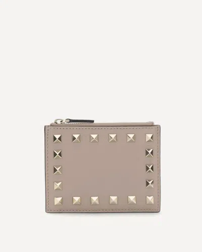 Valentino Garavani Rockstud Card Holder In Pink