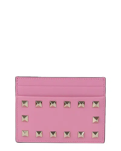 Valentino Garavani Valentino Rockstud Card Holder Wallet (authentic Pre-loved) In Pink