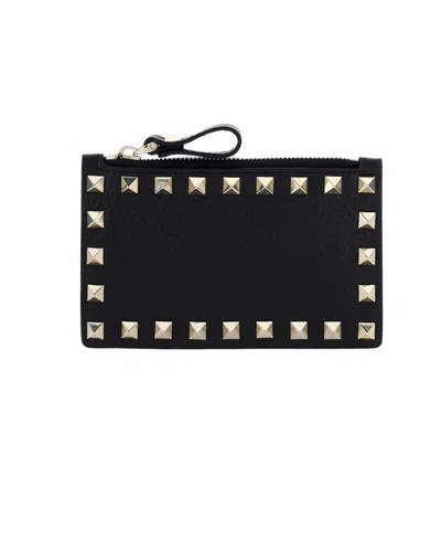 Valentino Garavani Rockstud Leather Wallet In Purple