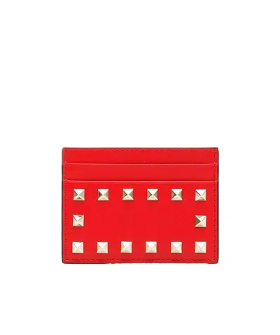 Valentino Garavani Rockstud Cardholder In Red
