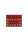Valentino Rockstud Cardholder In Red