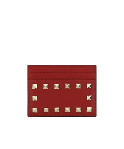 Valentino Garavani Rockstud Cardholder In Red