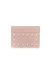 Valentino Garavani Women Rockstud Leather Card Case In Nude