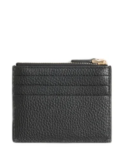 Valentino Garavani Rockstud Cardholder With Zipper In Grainy Calfskin In Schwarz