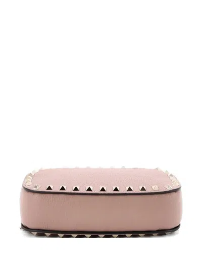 Pre-owned Valentino Garavani Rockstud Chain Camera Leather Small Crossbody Bag In Pink