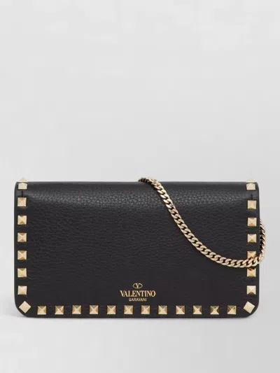 Valentino Garavani Rockstud Chain Leather Crossbody Pouch In Black