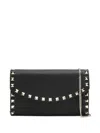 Valentino Rockstud Hammered Leather Chain Clutch In Pattern