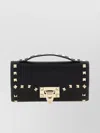 Valentino Rockstud Chain Strap Top Handle Textured Wallet