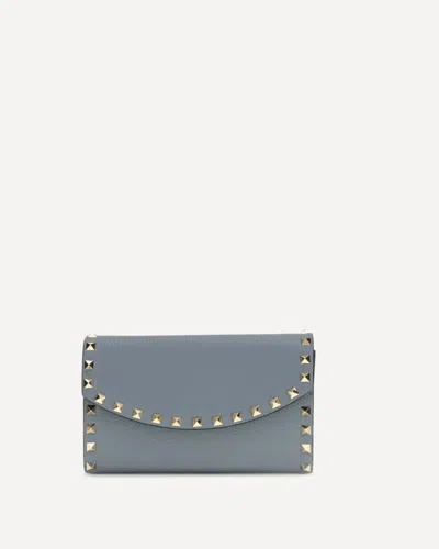 Valentino Garavani Rockstud Chain Wallet In Blue