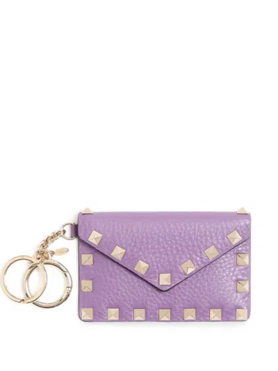Valentino Garavani Rockstud Charm In Grainy Calfskin In Purple