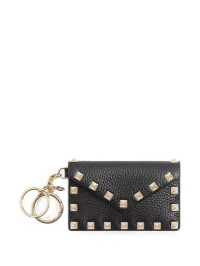 Valentino Garavani Rockstud Charm Keyring And Keychain In Black