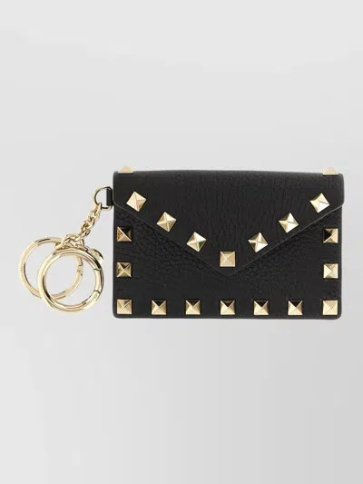 Valentino Garavani Rockstud Charm Keyring And Keychain In Black