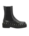 Valentino 50mm Rockstud M-way Leather Ankle Boots In Black