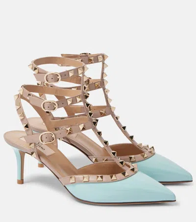 Valentino Garavani Rockstud Classic 65 Patent Leather Pumps In Blau