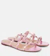 Valentino Rockstud Classic Leather Flats In Pink