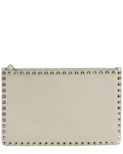 Valentino Garavani Valentino Rockstud Clutch (authentic Pre-loved) In Neutral