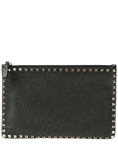 Valentino Garavani Valentino Rockstud Clutch (authentic Pre-loved) In Black
