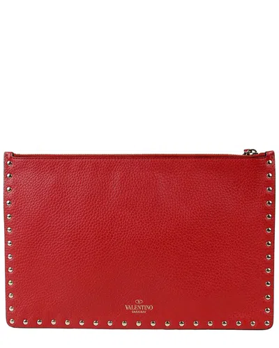 Valentino Garavani Valentino Rockstud Clutch (authentic Pre-loved) In Red