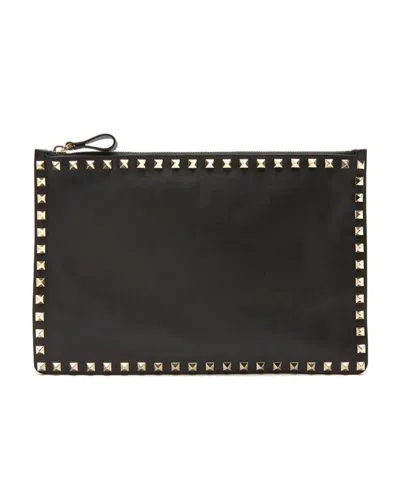 Valentino Garavani Rockstud Clutch Bag In Black