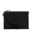Valentino Garavani Men Black Leather Rockstud Clutch In Black