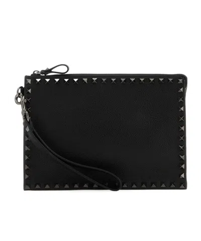 Valentino Garavani Rockstud Clutch Bag In Black